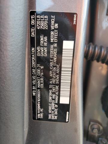 2016 VOLVO S60 PREMIE YV126MFK1G1399331