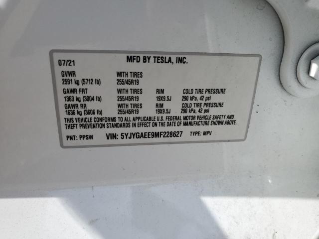 2021 TESLA MODEL Y 5YJYGAEE9MF228627