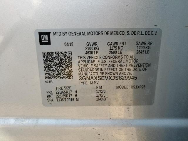 2018 CHEVROLET EQUINOX LT - 3GNAXSEVXJS629945