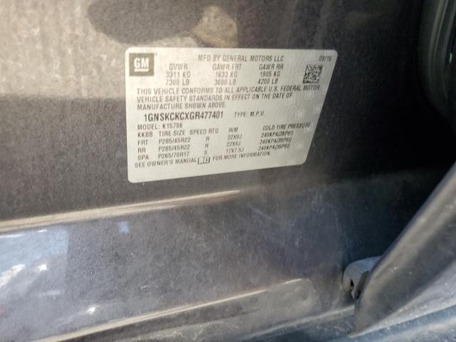 2016 CHEVROLET TAHOE 1GNSKCKCXGR477401