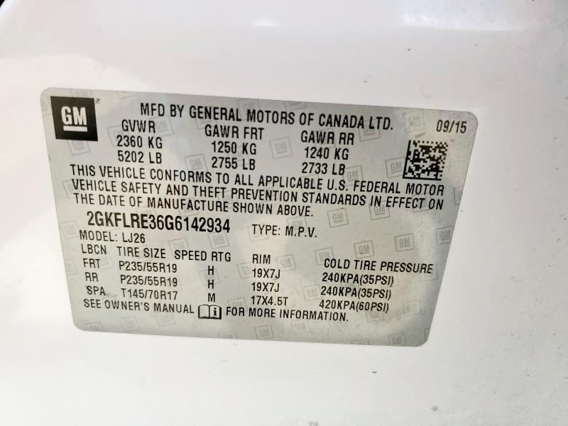 2016 GMC TERRAIN DE 2GKFLRE36G6142934