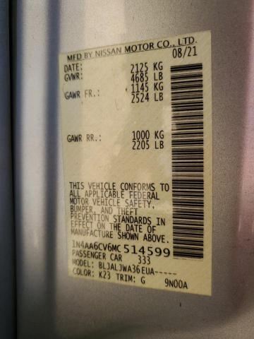 2021 NISSAN MAXIMA SV - 1N4AA6CV6MC514599