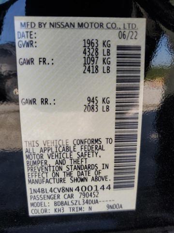 2022 NISSAN ALTIMA SR 1N4BL4CV8NN400144