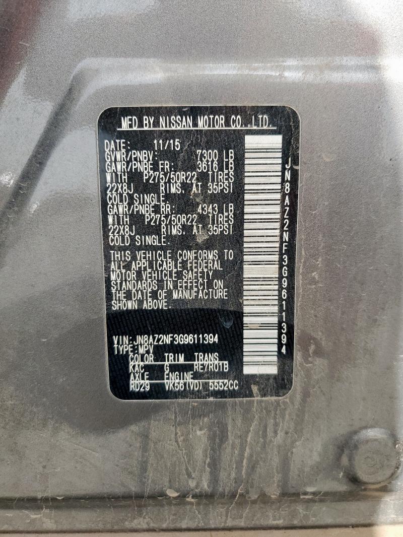 2016 INFINITI QX80 JN8AZ2NF3G9611394