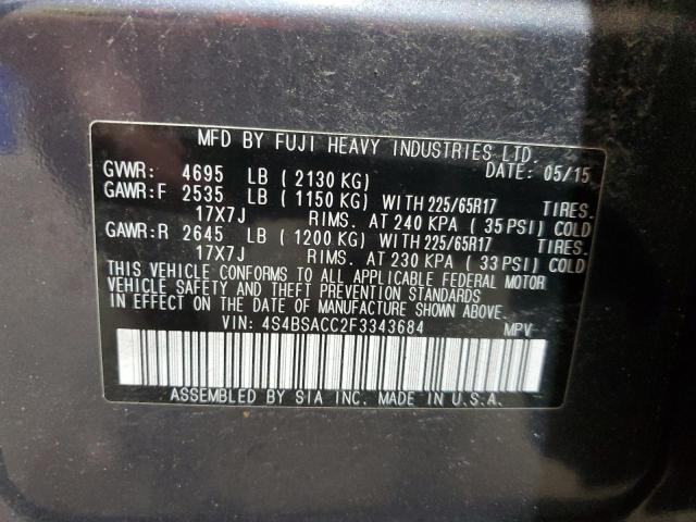 2015 SUBARU OUTBACK 2. 4S4BSACC2F3343684
