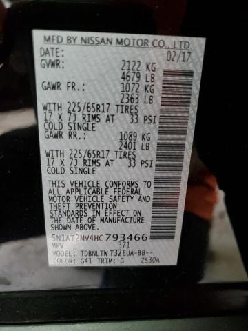 2017 NISSAN ROGUE SV 5N1AT2MV4HC793466