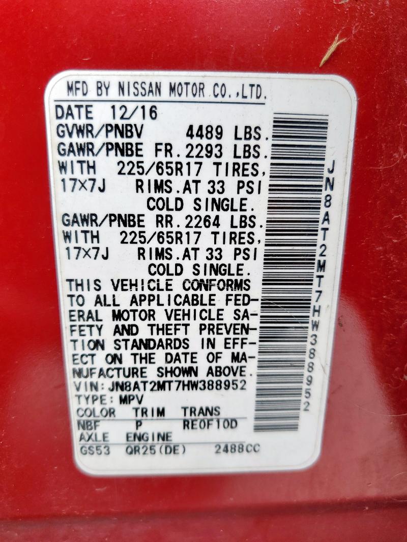 2017 NISSAN ROGUE S JN8AT2MT7HW388952