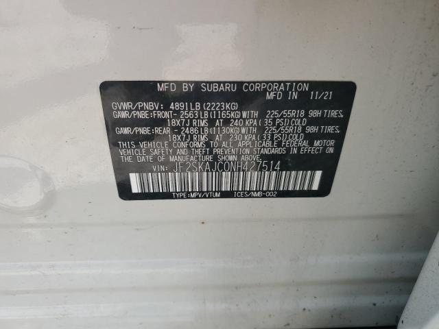 2022 SUBARU FORESTER S JF2SKAJC0NH427514