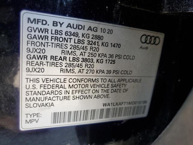 2021 AUDI Q7 PREMIUM WA1LXAF71MD016185