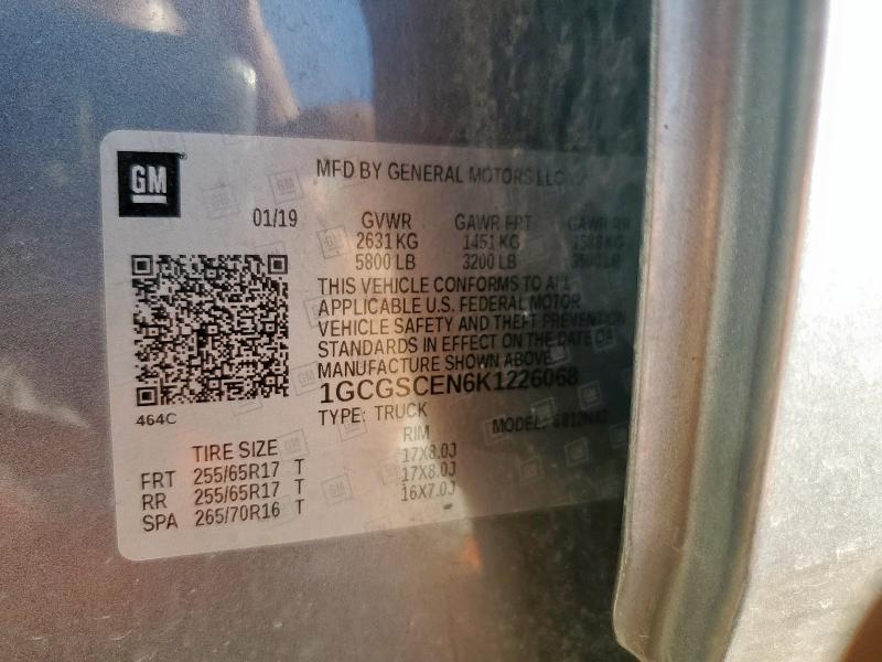 2019 CHEVROLET COLORADO L 1GCGSCEN6K1226068