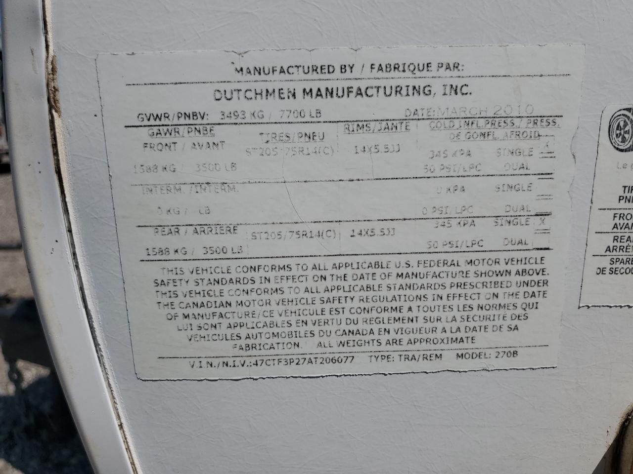 Lot #3207444166 2010 CAMP FOUR WINDS BREE