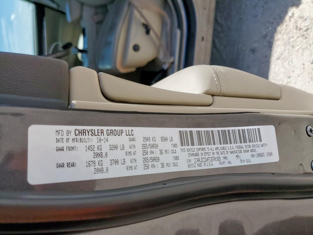 2015 JEEP GRAND CHER - 1C4RJECGXFC670169