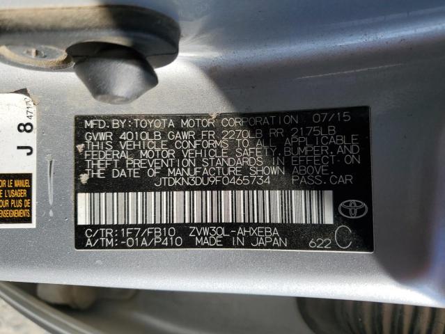 2015 TOYOTA PRIUS JTDKN3DU9F0465734