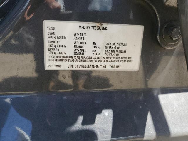 2021 TESLA MODEL Y - 5YJYGDEE1MF087196