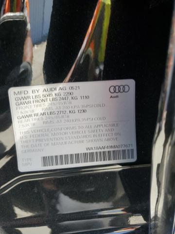 2021 AUDI A4 ALLROAD WA18AAF49MA077671