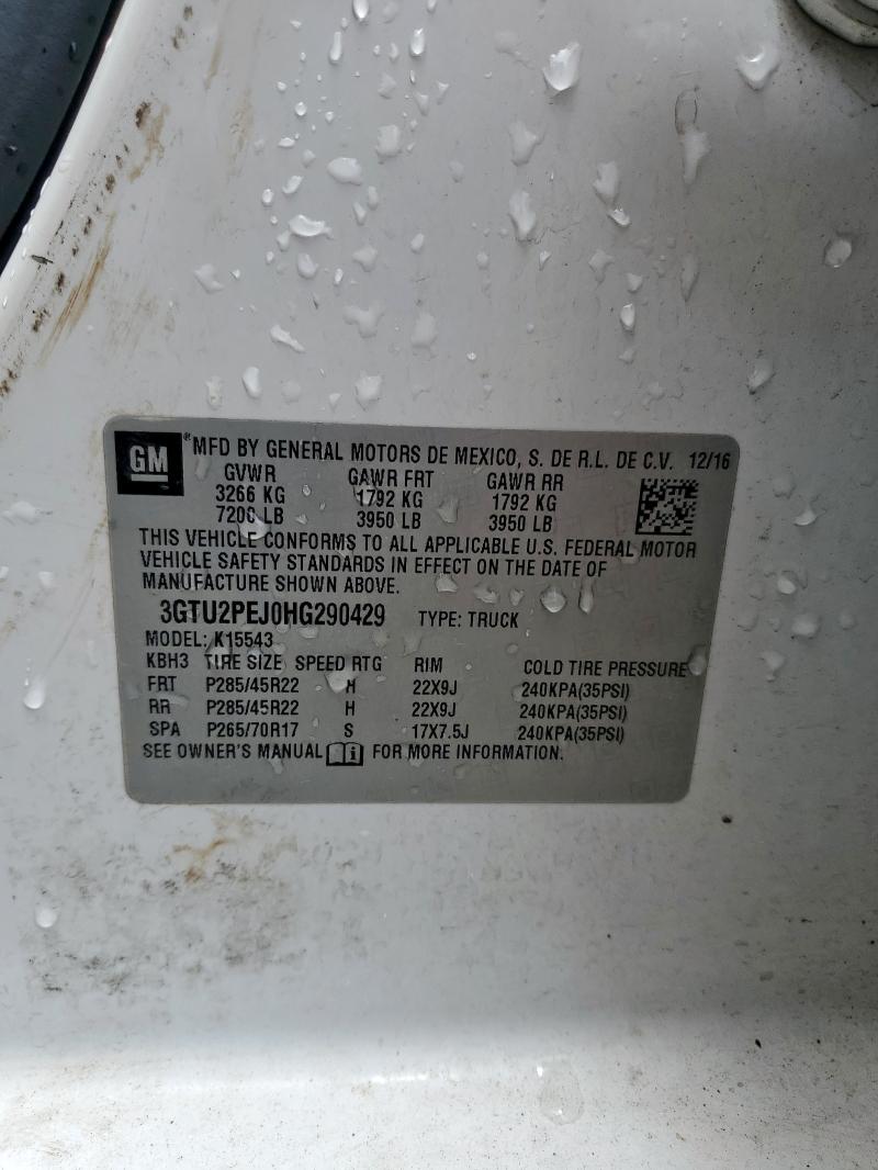 2017 GMC SIERRA K15 3GTU2PEJ0HG290429