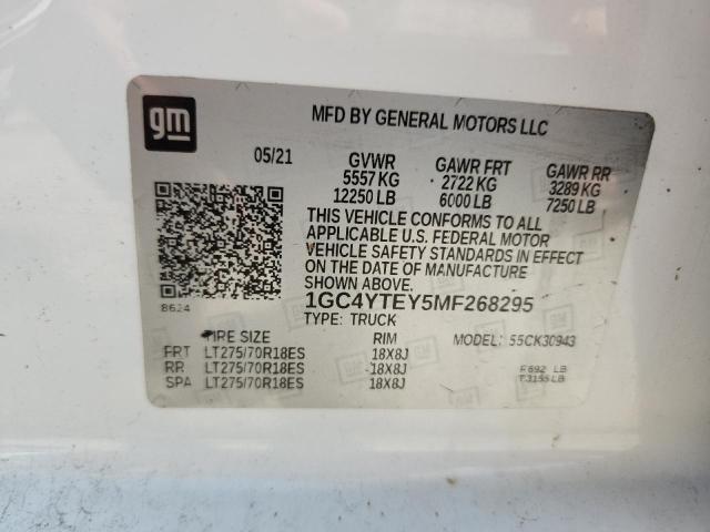 2021 CHEVROLET SILVERADO - 1GC4YTEY5MF268295