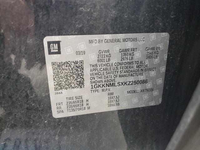 2019 GMC ACADIA SLT - 1GKKNMLSXKZ250086