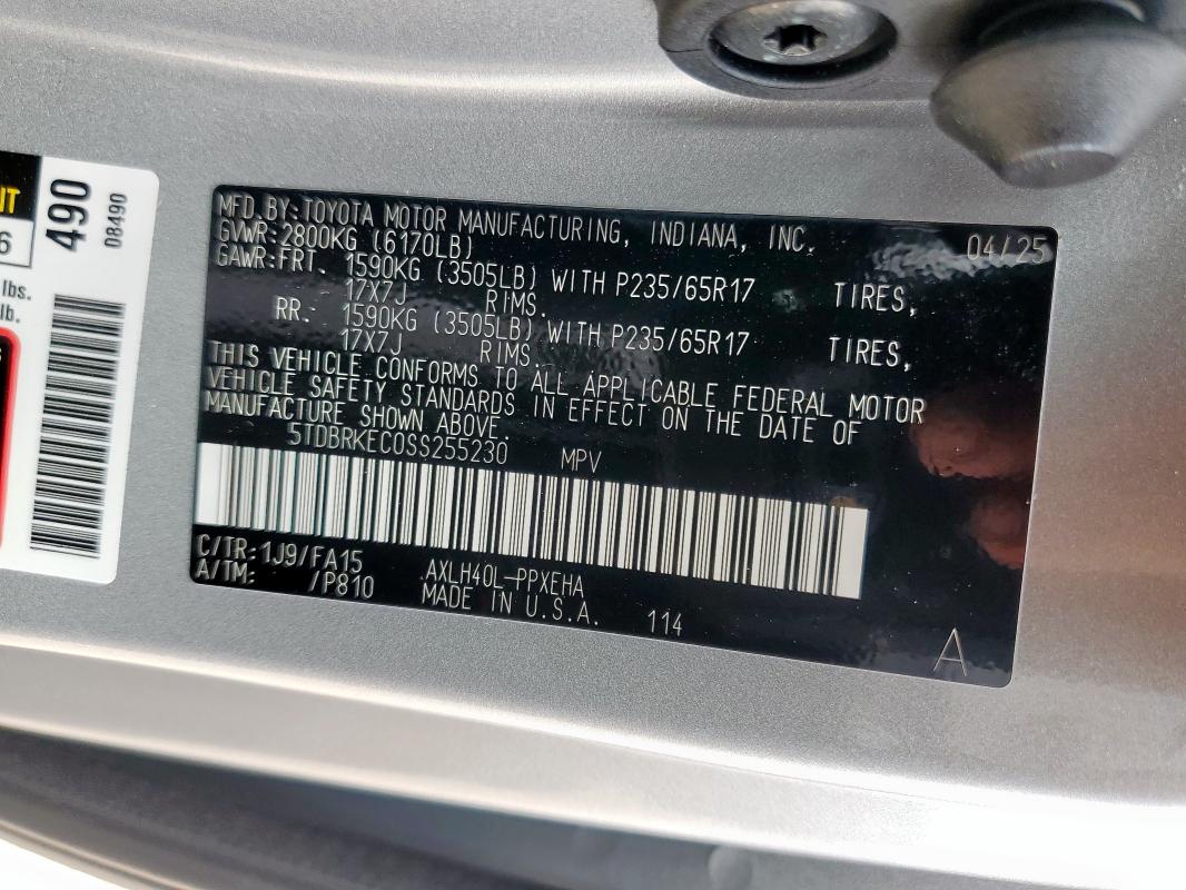 2025 TOYOTA SIENNA LE 5TDBRKEC0SS255230