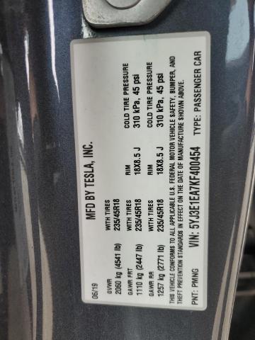 2019 TESLA MODEL 3 5YJ3E1EA7KF400454