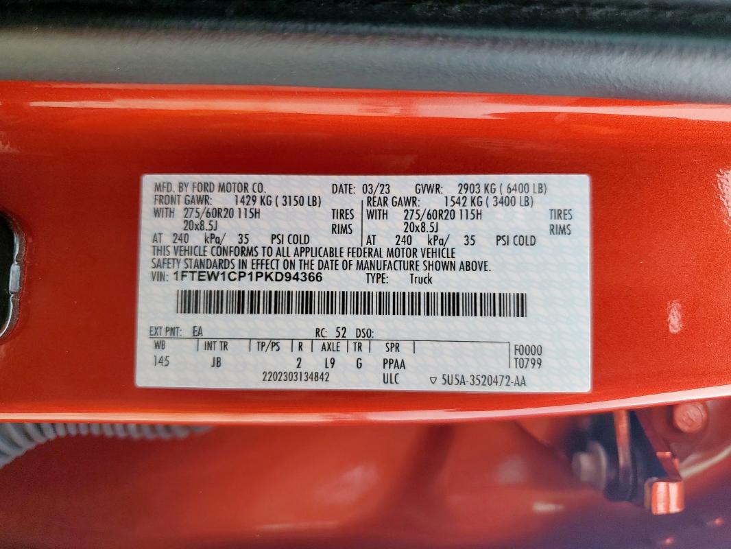 2023 FORD F150 SUPER - 1FTEW1CP1PKD94366