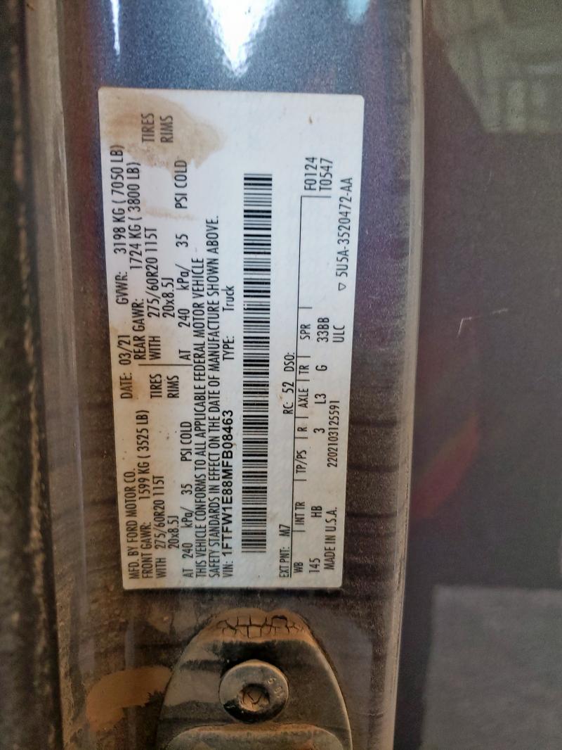 2021 FORD F150 SUPER - 1FTFW1E88MFB08463