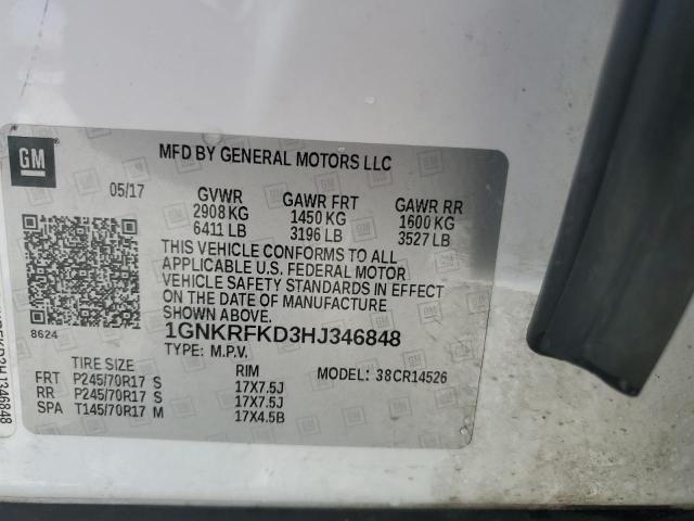 2017 CHEVROLET TRAVERSE L 1GNKRFKD3HJ346848