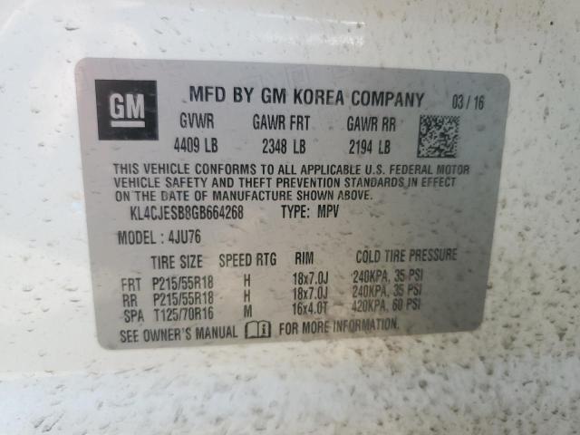 2016 BUICK ENCORE KL4CJESB8GB664268