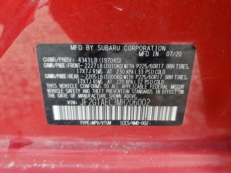 2021 SUBARU CROSSTREK JF2GTAEC3MH206002