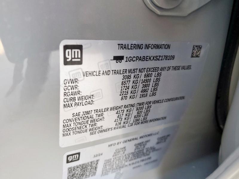 2025 CHEVROLET SILVERADO - 1GCPABEKXSZ178109