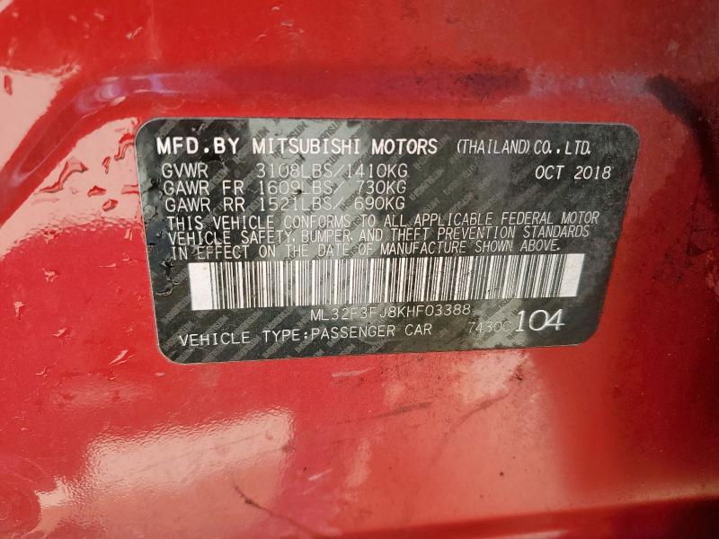 2019 MITSUBISHI MIRAGE G4 ML32F3FJ8KHF03388