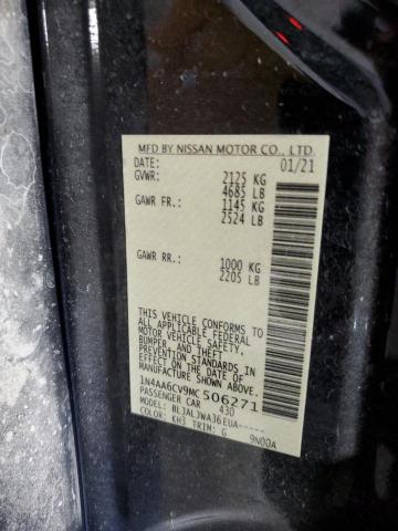 2021 NISSAN MAXIMA SV 1N4AA6CV9MC506271