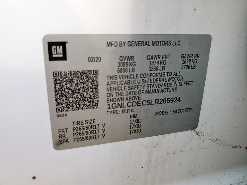 2020 CHEVROLET TAHOE POLI 1GNLCDEC5LR265924
