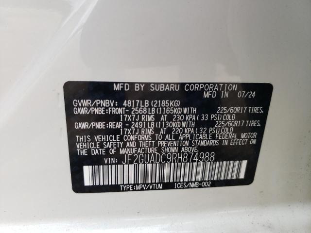 2024 SUBARU CROSSTREK JF2GUADC9RH874988