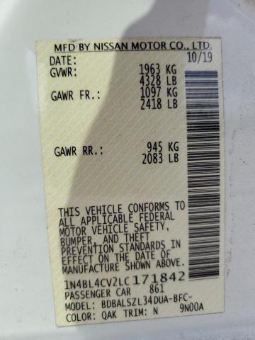 2020 NISSAN ALTIMA SR 1N4BL4CV2LC171842