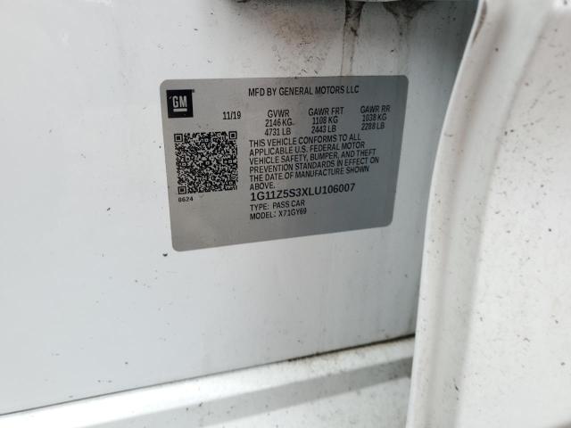 2020 CHEVROLET IMPALA LT 1G11Z5S3XLU106007