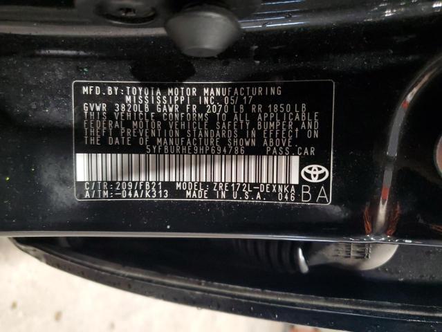 2017 TOYOTA COROLLA L 5YFBURHE9HP694786