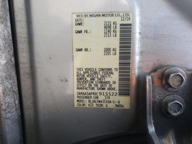 2014 NISSAN MAXIMA S - 1N4AA5AP4EC915522