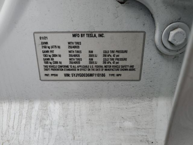 2021 TESLA MODEL Y - 5YJYGDED6MF110186