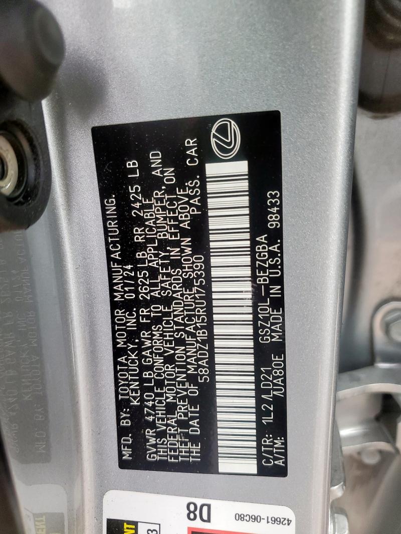2024 LEXUS ES 350 BAS 58ADZ1B15RU175390