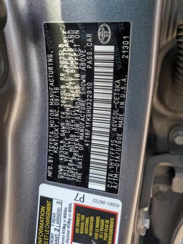 2017 TOYOTA CAMRY LE 4T1BF1FK6HU322910
