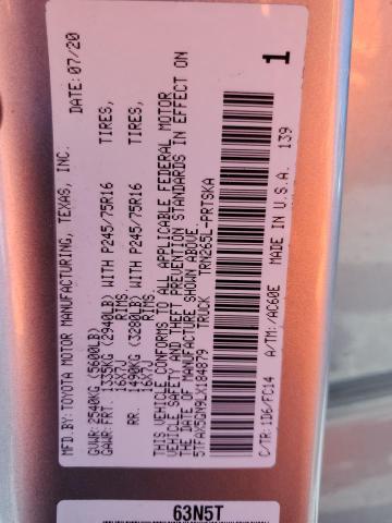 2020 TOYOTA TACOMA DOUBLE CAB 5TFAX5GN9LX184879
