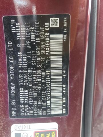 2018 HONDA CLARITY TO JHMZC5F33JC020433