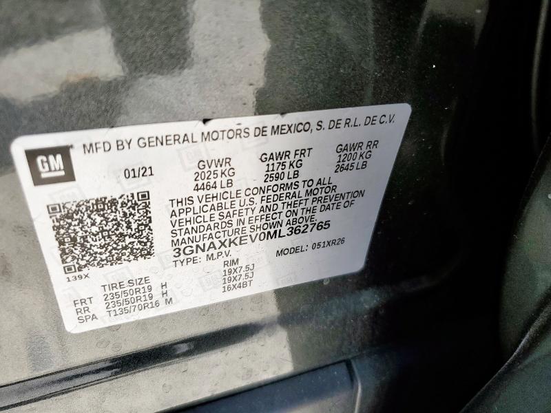 2021 CHEVROLET EQUINOX LT 3GNAXKEV0ML362765
