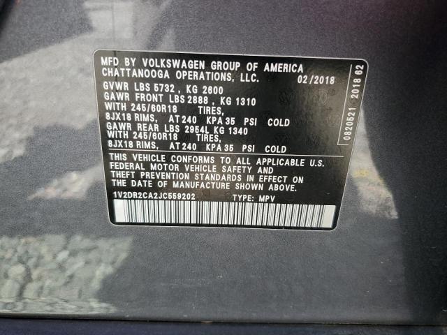 2018 VOLKSWAGEN ATLAS SE 1V2DR2CA2JC559202