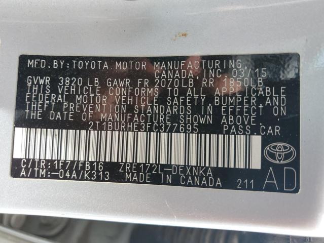 2015 TOYOTA COROLLA L - 2T1BURHE3FC377695