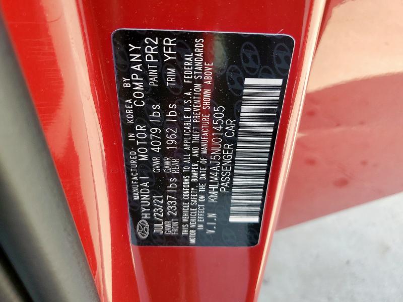 2022 HYUNDAI ELANTRA BL KMHLM4AJ5NU014505