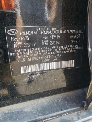 2019 HYUNDAI SONATA SE 5NPE24AF5KH759257