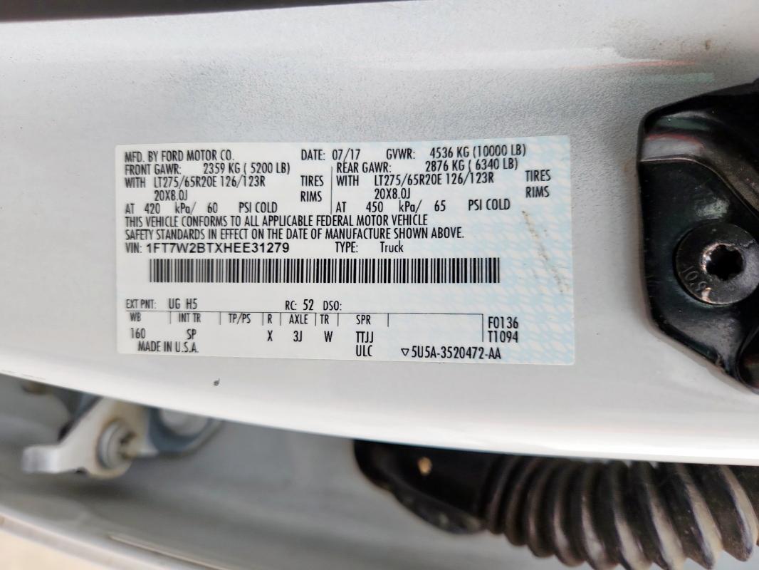 2017 FORD F250 SUPER - 1FT7W2BTXHEE31279