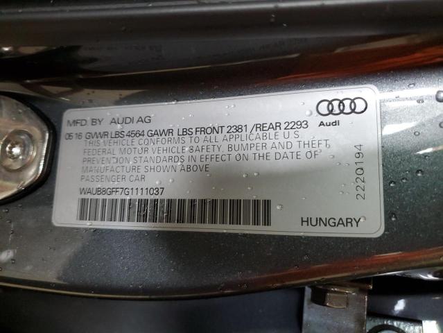 2016 AUDI A3 PREMIUM WAUB8GFF7G1111037